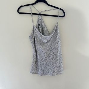 EXPRESS Printed Satin Racerback Cowl Neck Cami